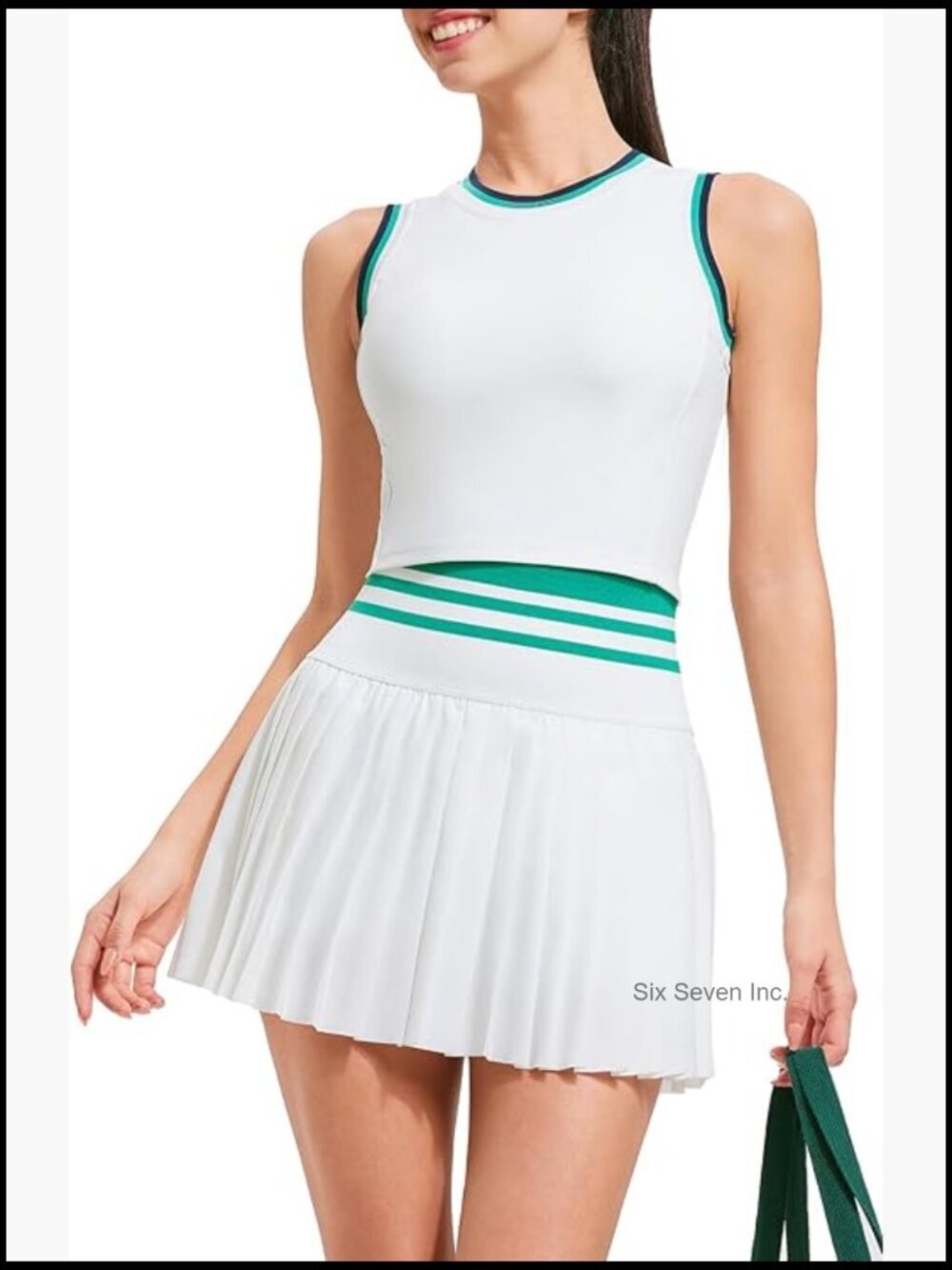 Two Piece Tennis Skirt Set High Waisted Pleated Athletic Golf Skirt with Pockets